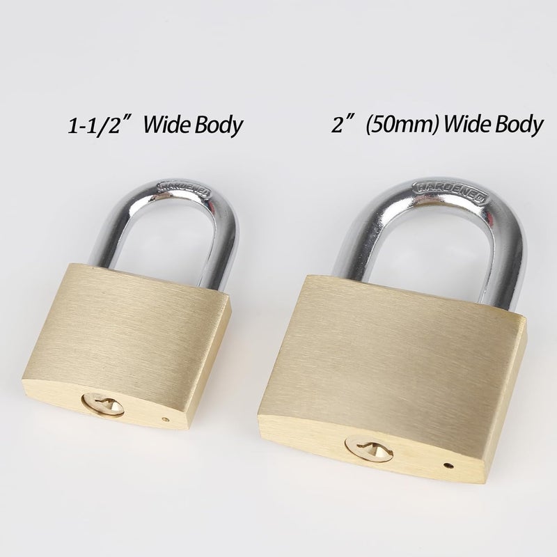 Fuaxat Solid Brass Padlock with 3 Keys, 50mm Wide Lock Body High-Security Lock, Weatherproof Heavy Duty Padlock for Sheds, Storage Unit, Outdoor Fence, Gate - Image 5